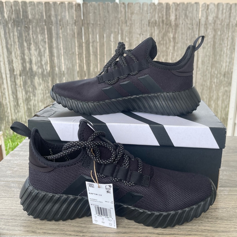 Adidas Kaptir 3.0 Running Shoes Mens 10.5 Black IF7316 Sneakers Trainers GYM NEW